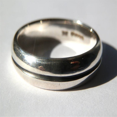 Mens Silver Oxidized Band Ring - Handmade By AOL Special