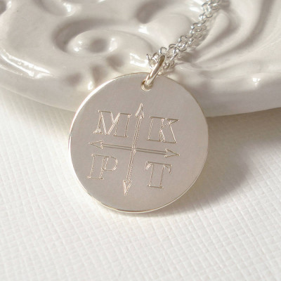 Engraved Monogram Arrows Necklace - Handmade By AOL Special