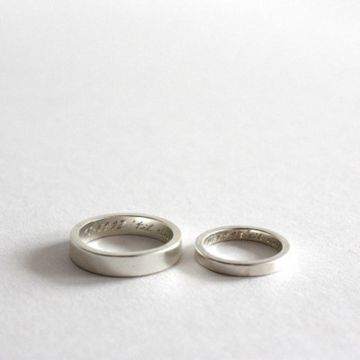 Pair Of Rings, Personalized Siver Bands - Handmade By AOL Special