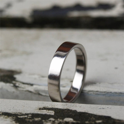 18ct White Gold Flat Wedding Band - Handmade By AOL Special