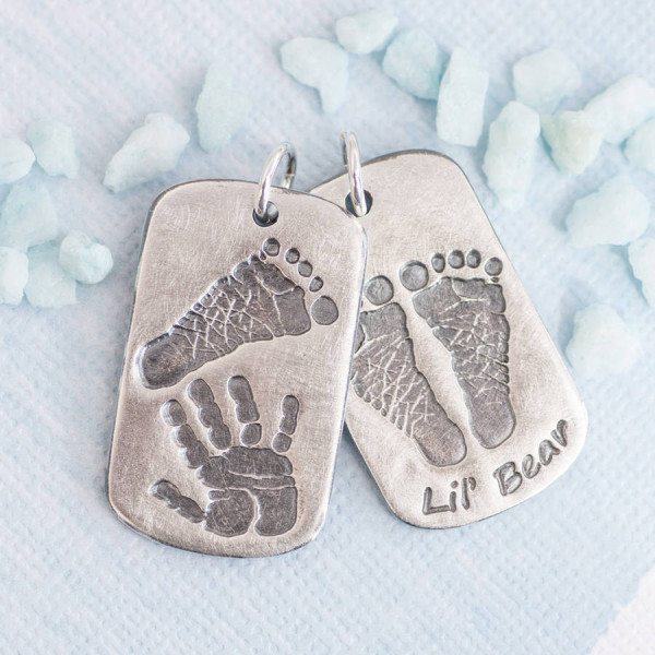 Personalized Handprint Footprint Dog Tag - Handmade By AOL Special