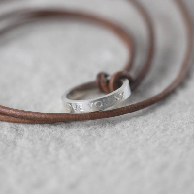 Personalized Leather Ring Necklace - Handmade By AOL Special
