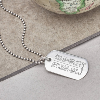 Personalized Location Coordinates Silver Necklace - Handmade By AOL Special