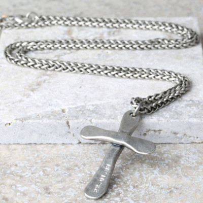 Personalized Mens Antique Cross Necklace - Handmade By AOL Special