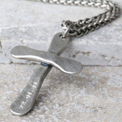 Personalized Mens Antique Cross Necklace - Handmade By AOL Special