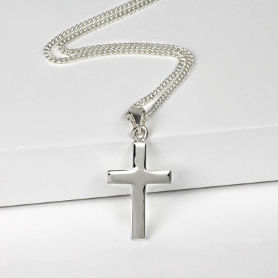 Personalized Mens Silver Cross Pendant - Handmade By AOL Special