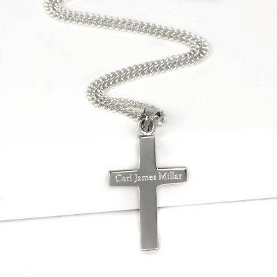 Personalized Mens Silver Cross Pendant - Handmade By AOL Special