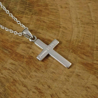 Personalized Mens Silver Cross Pendant - Handmade By AOL Special