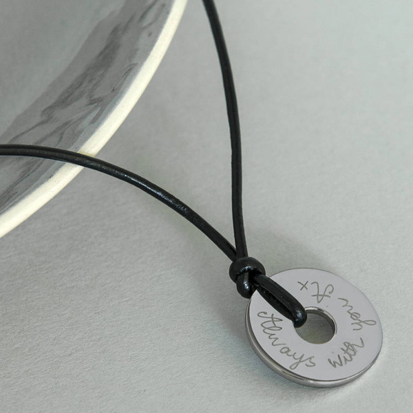 Personalized Mens Sterling Silver Open Disc Necklace - Handmade By AOL Special