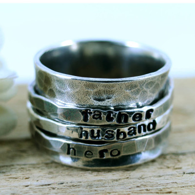 Personalized Mens Sterling Silver Spinner Ring - Handmade By AOL Special