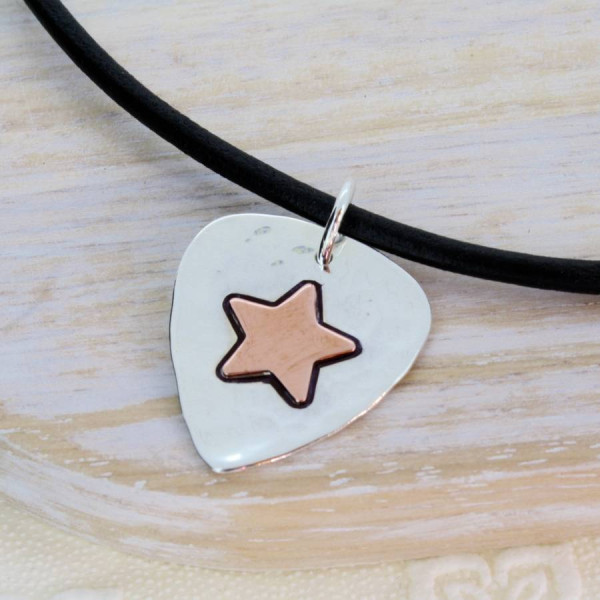 Personalized Silver And Copper Guitar Pick - Handmade By AOL Special