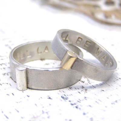 Personalized Silver And Gold His And Hers Rings - Handmade By AOL Special