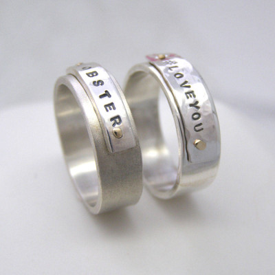 Personalized Silver And Gold Rivet Rings - Handmade By AOL Special