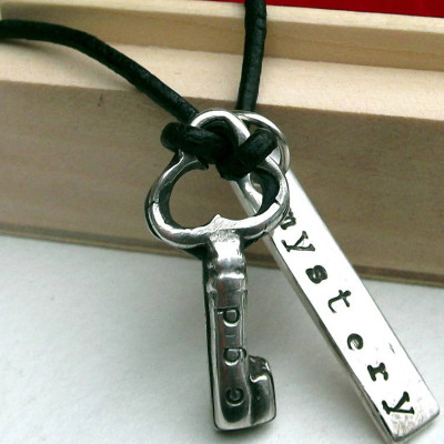 Personalized Silver Key Necklace - Handmade By AOL Special