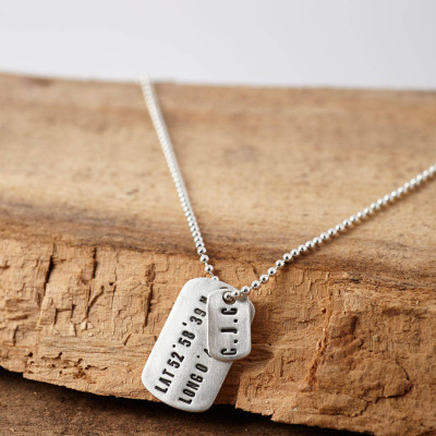 Personalized Silver Location Dog Tag Necklace - Handmade By AOL Special