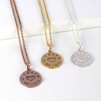 Personalized Silver And Gold Love Token Pendant - Handmade By AOL Special