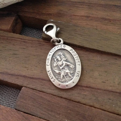 Personalized Silver St Christopher Charm - Handmade By AOL Special