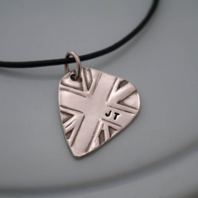 Personalized Silver Union Jack Plectrum - Handmade By AOL Special