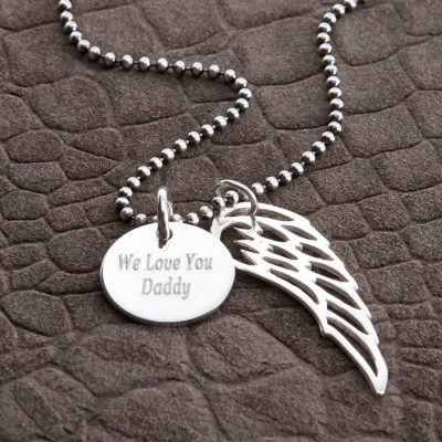 Personalized Sterling Silver Wing And Disc Pendant - Handmade By AOL Special