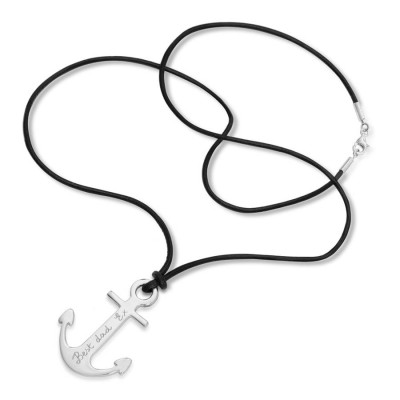 Mens Personalized Sterling Silver Anchor Necklace - Handmade By AOL Special