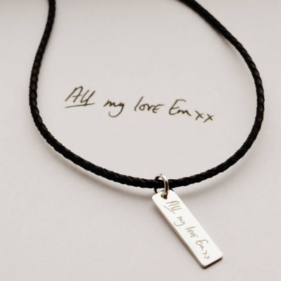 Personalized Your Handwriting Leather Necklace - Handmade By AOL Special