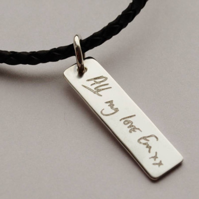 Personalized Your Handwriting Leather Necklace - Handmade By AOL Special
