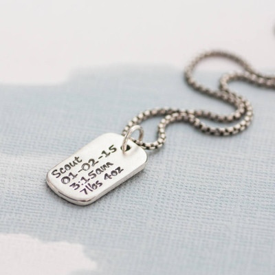Personalized Dog Tag Necklace With Baby Birth Info - Handmade By AOL Special