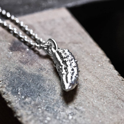 Silver Handcrafted Pickled Gherkin Necklace - Handmade By AOL Special
