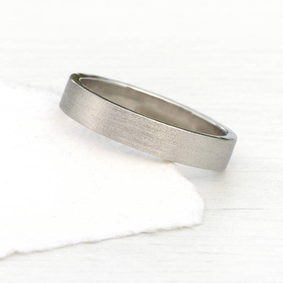 18ct White Gold Wedding Ring With Spun Silk Finish - Handmade By AOL Special