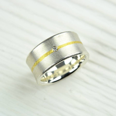 Silver And Fused Gold Diamond Ring - Handmade By AOL Special