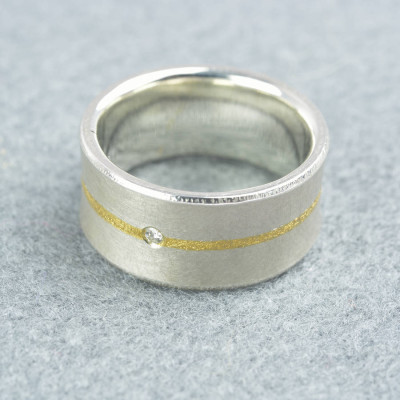 Silver And Fused Gold Diamond Ring - Handmade By AOL Special