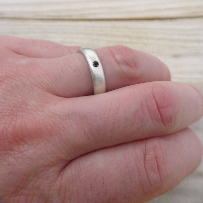 Mens Handmade Black Diamond Silver Ring - Handmade By AOL Special