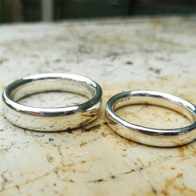Silver Comfort Fit Wedding Ring Set - Handmade By AOL Special