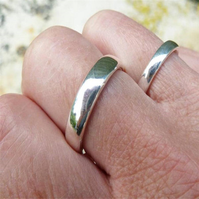 Silver Comfort Fit Wedding Ring Set - Handmade By AOL Special
