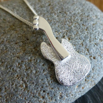 Silver Guitar Pendant And Chain - Handmade By AOL Special