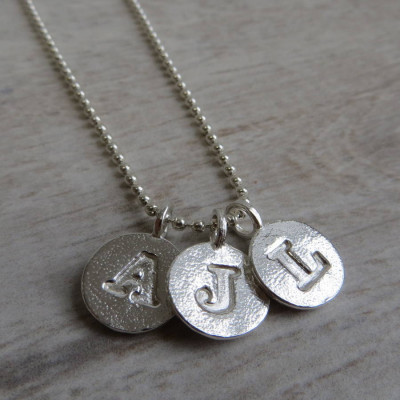 Silver Letter Charm And Ball Chain Necklace - Handmade By AOL Special