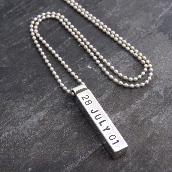 Silver Mens Chunky Personalized Pendant - Handmade By AOL Special