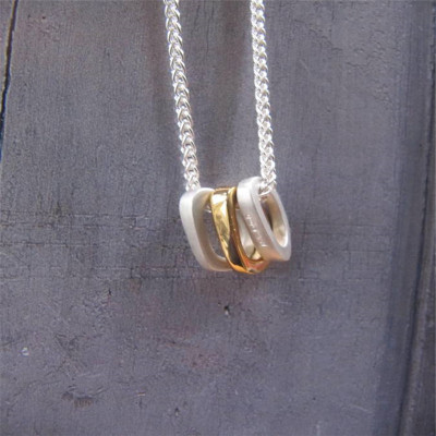 Silver Ovals Necklace With Gold - Handmade By AOL Special