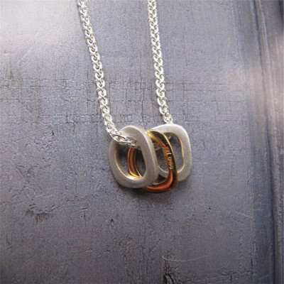 Silver Ovals Necklace With Gold - Handmade By AOL Special