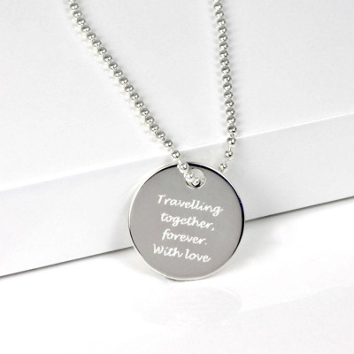 Personalized Silver Round Dog Tag Pendant - Handmade By AOL Special