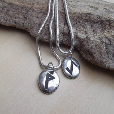 Silver Rune Stone Necklace - Handmade By AOL Special