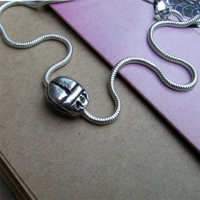 Silver Scarab Beetle Necklace - Handmade By AOL Special