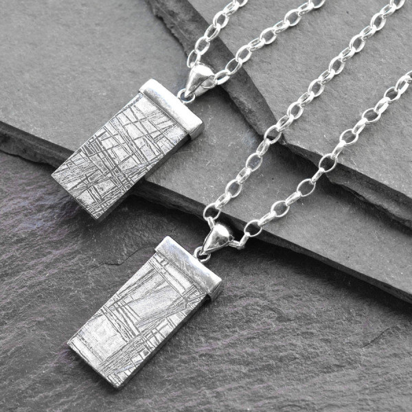 Silver Tipped Meteorite Necklace - Handmade By AOL Special