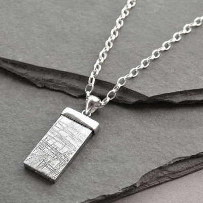 Silver Tipped Meteorite Necklace - Handmade By AOL Special
