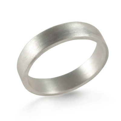 Silver Wedding Band Ring Hand Forged Flat Fit - Handmade By AOL Special