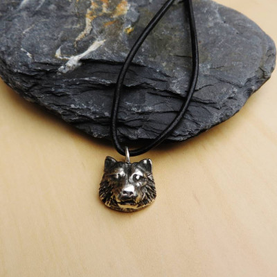 Silver Wolf Head Necklace - Handmade By AOL Special