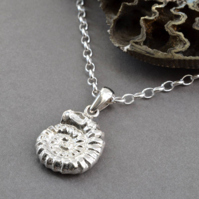 Sterling Silver Ammonite Pendant - Handmade By AOL Special