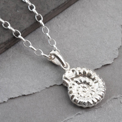 Sterling Silver Ammonite Pendant - Handmade By AOL Special