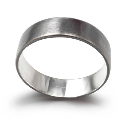 Sterling Silver Oxidized Flat Wedding Band Ring - Handmade By AOL Special