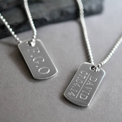 Sterling Silver Solid Dog Tag Necklace - Handmade By AOL Special